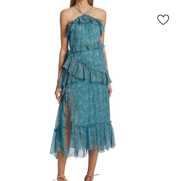 cinq a sept Dresses & Skirts - CINQ À SEPT Rayner Asymmetric Ruffle Midi-Dress NWOT